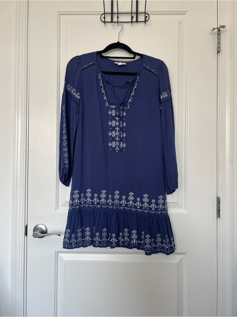 Westport Navy Blue Embroidered Long Sleeve Tunic Dress